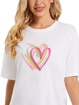 LATAHUO Womens Oversized Heart Graphic T Shirts Cotton Loose Fit Short Sleeve Cute Casual Summer Tees Tops